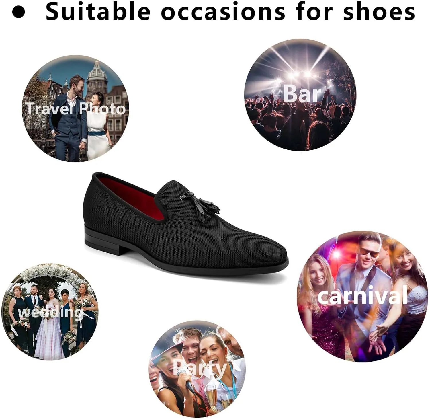 Meijiana Men's Loafers Lightweight Slip-On Moccasins Stylish Dress Shoes Breathable Tassels Loafers