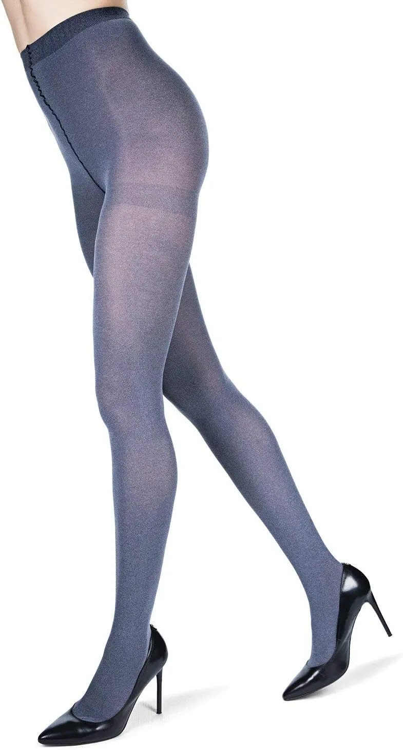MeMoi Heather Flat Knit Opaque Tights, Smooth and Comfortable Control Top Tights, 40 Denier - Sizes Small to Q2