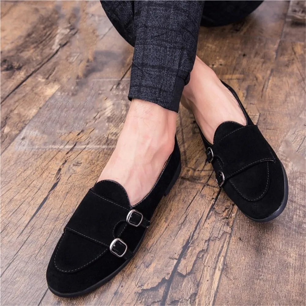 Men Office Flats Shoes Slip On Dress Loafers Breathable Formal Spring Autumn Suede Casual Walking