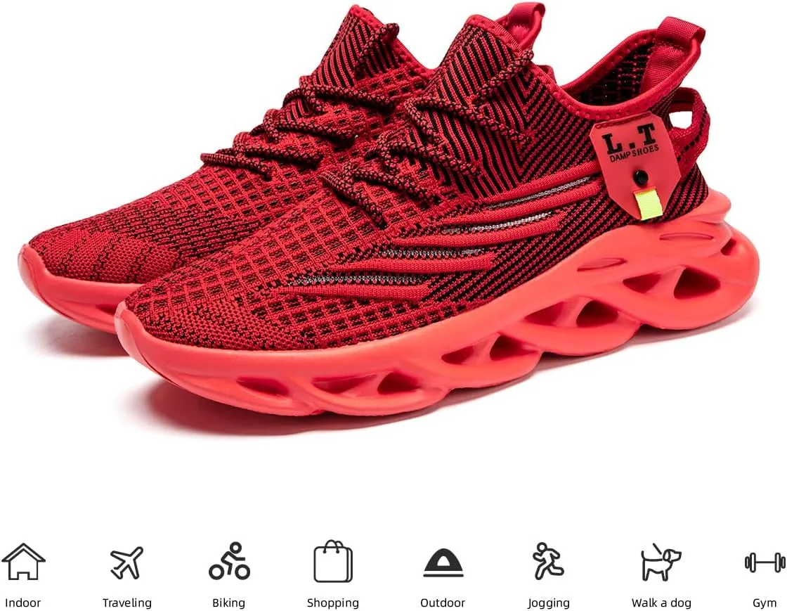 Men Running Shoes Slip On Tennis Walking Shoes Lightweight Breathable Sneakers for Gym Work Casual Soft Sole Trainers Non Slip Athletic Footwear