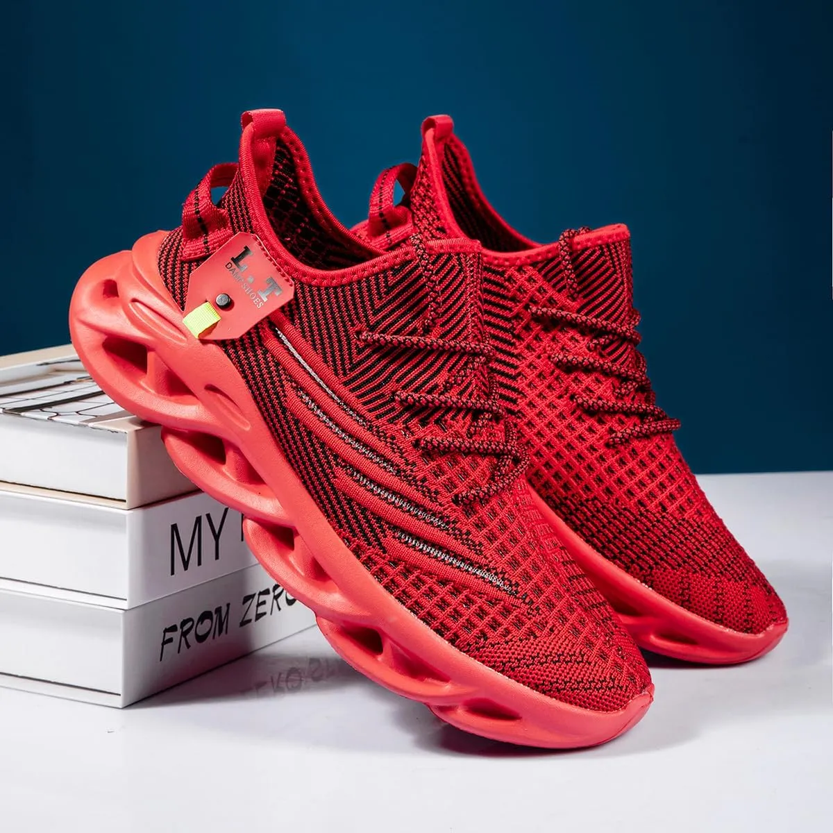Men Running Shoes Slip On Tennis Walking Shoes Lightweight Breathable Sneakers for Gym Work Casual Soft Sole Trainers Non Slip Athletic Footwear