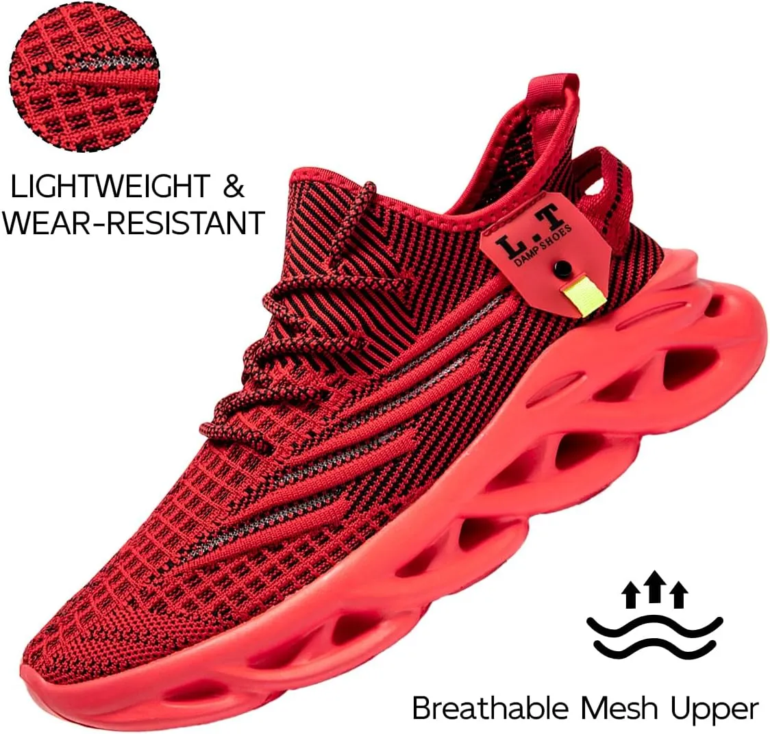 Men Running Shoes Slip On Tennis Walking Shoes Lightweight Breathable Sneakers for Gym Work Casual Soft Sole Trainers Non Slip Athletic Footwear