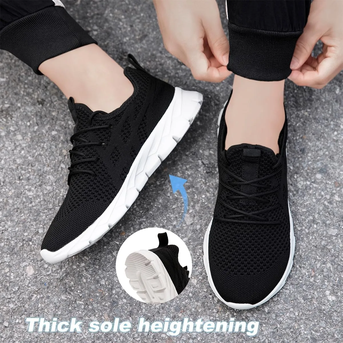 Men Slip On Running Shoes Lightweight Breathable Tennis Gym Sneakers Cushioned Sports Comfort for Walking Training Leisure Design