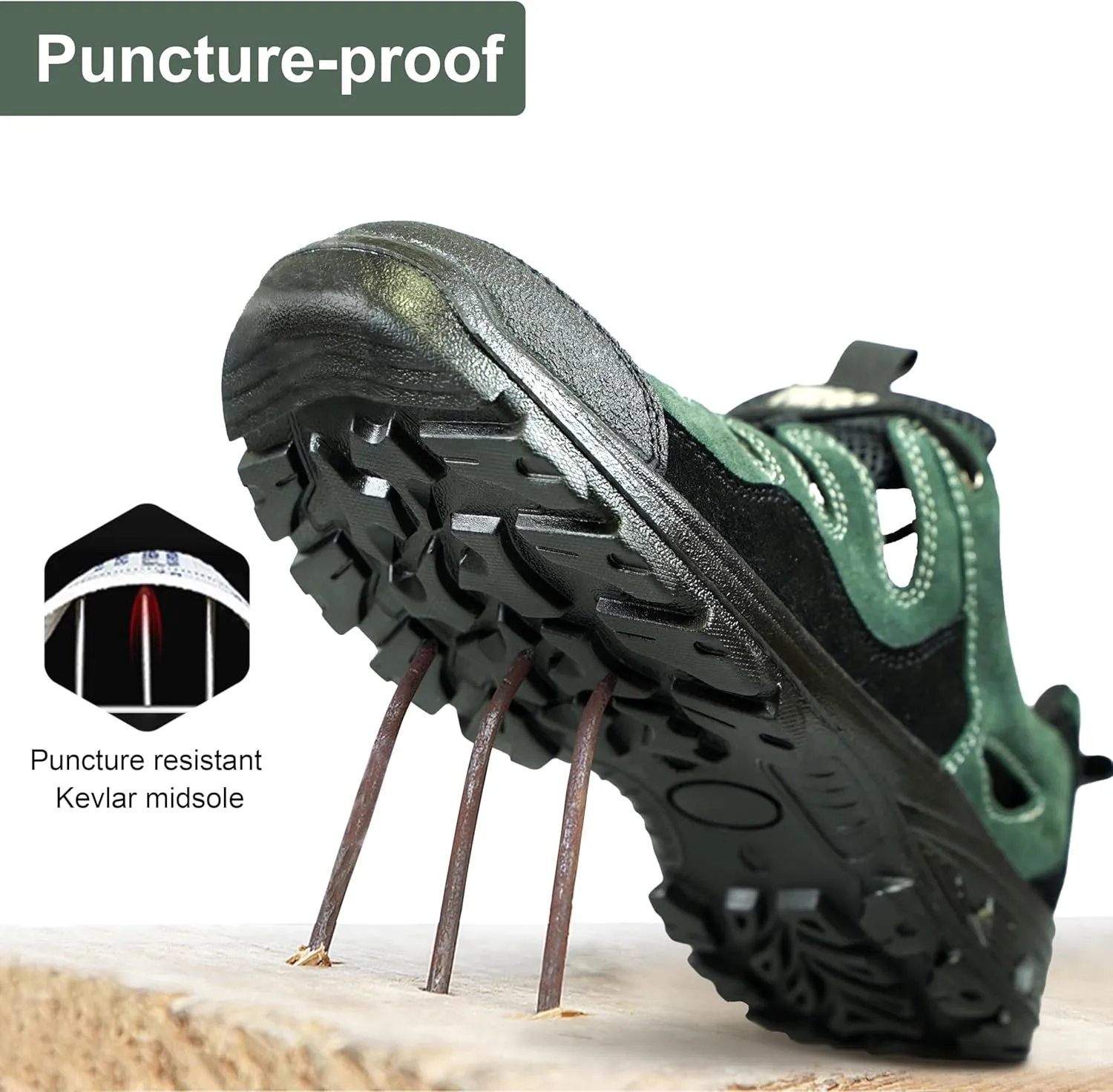 Men Women Breathable Safety Work Shoes, Steel Toe, Wear-Resistant Outsole, Anti-Puncture Midsole,Shock Absorption