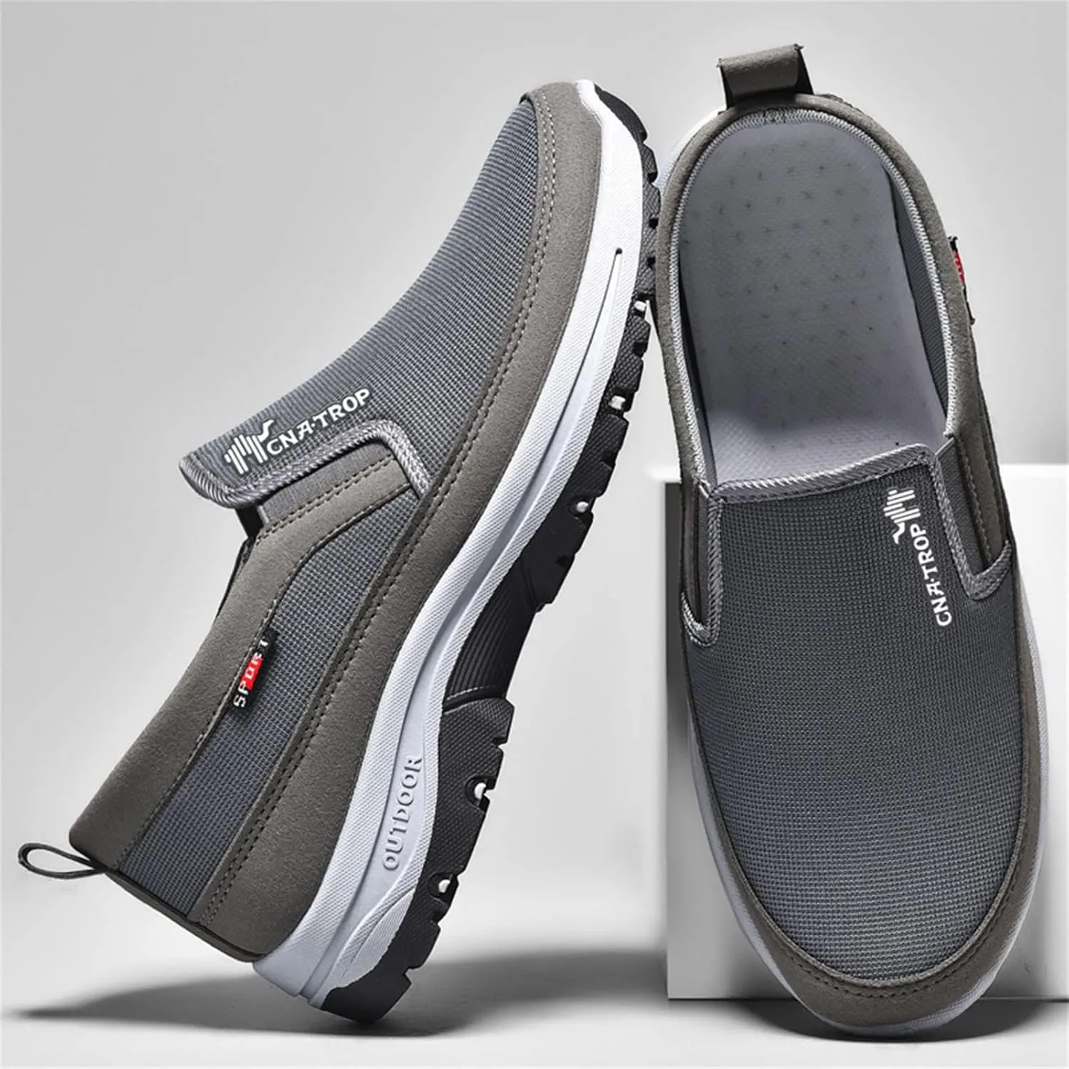 Men's Arch Support Slip-on Canvas Loafers,Outdoor Casual Non Slip Orthopedic Sneakers Flats Walking Boat Shoes
