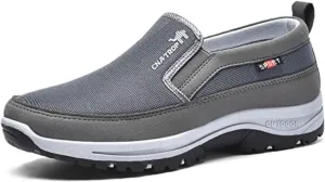Men's Arch Support Slip-on Canvas Loafers,Outdoor Casual Non Slip Orthopedic Sneakers Flats Walking Boat Shoes