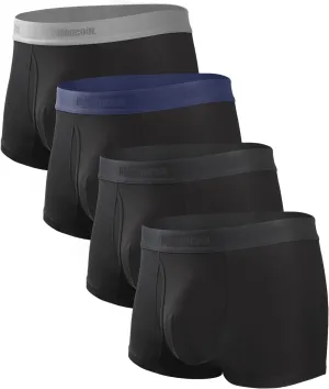 Men's Bamboo Underwear 4-Pack - Ultra Soft, Anti-Roll Waistband, Tagless Trunks