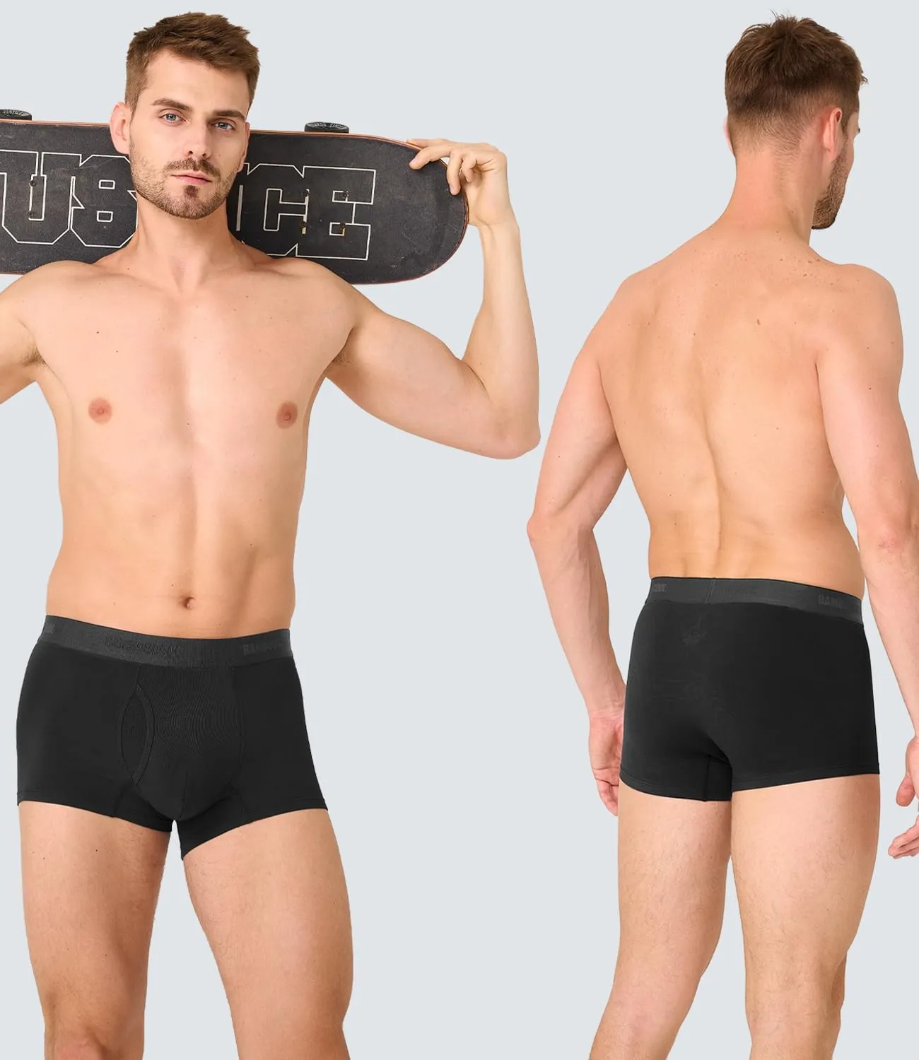 Men's Bamboo Underwear 4-Pack - Ultra Soft, Anti-Roll Waistband, Tagless Trunks