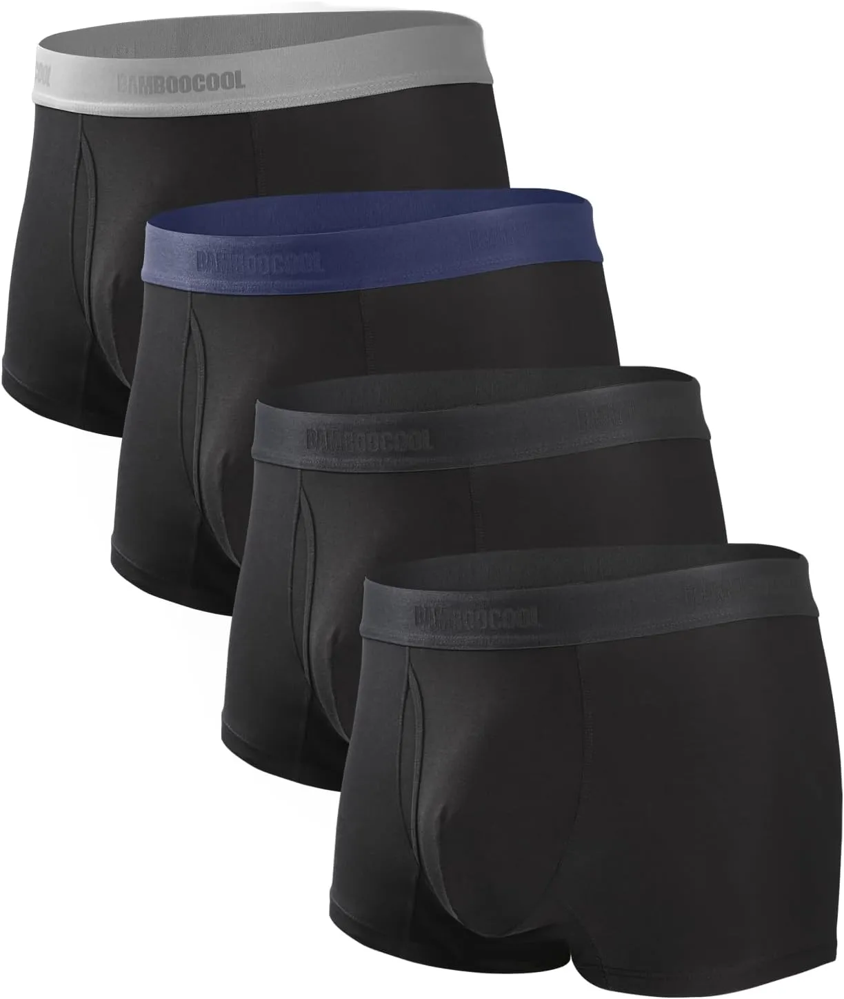 Men's Bamboo Underwear 4-Pack - Ultra Soft, Anti-Roll Waistband, Tagless Trunks