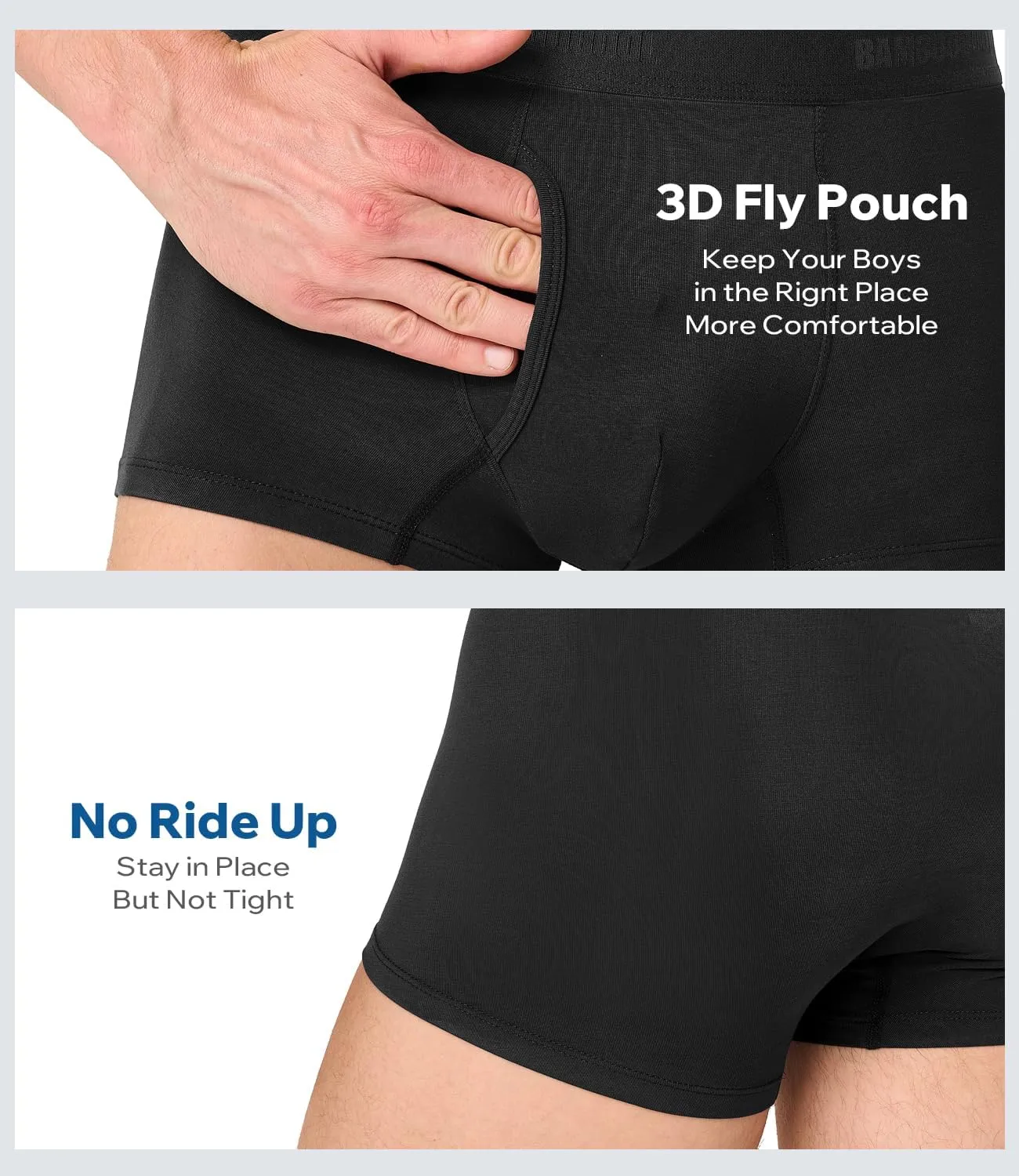 Men's Bamboo Underwear 4-Pack - Ultra Soft, Anti-Roll Waistband, Tagless Trunks