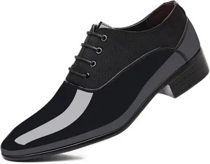 Men's Classic Formal Oxfords Fashion Patent Leather Alligator Printed Tuxedo Shoes Business Wedding Derby Lace-up Cap Toe Dress Shoes