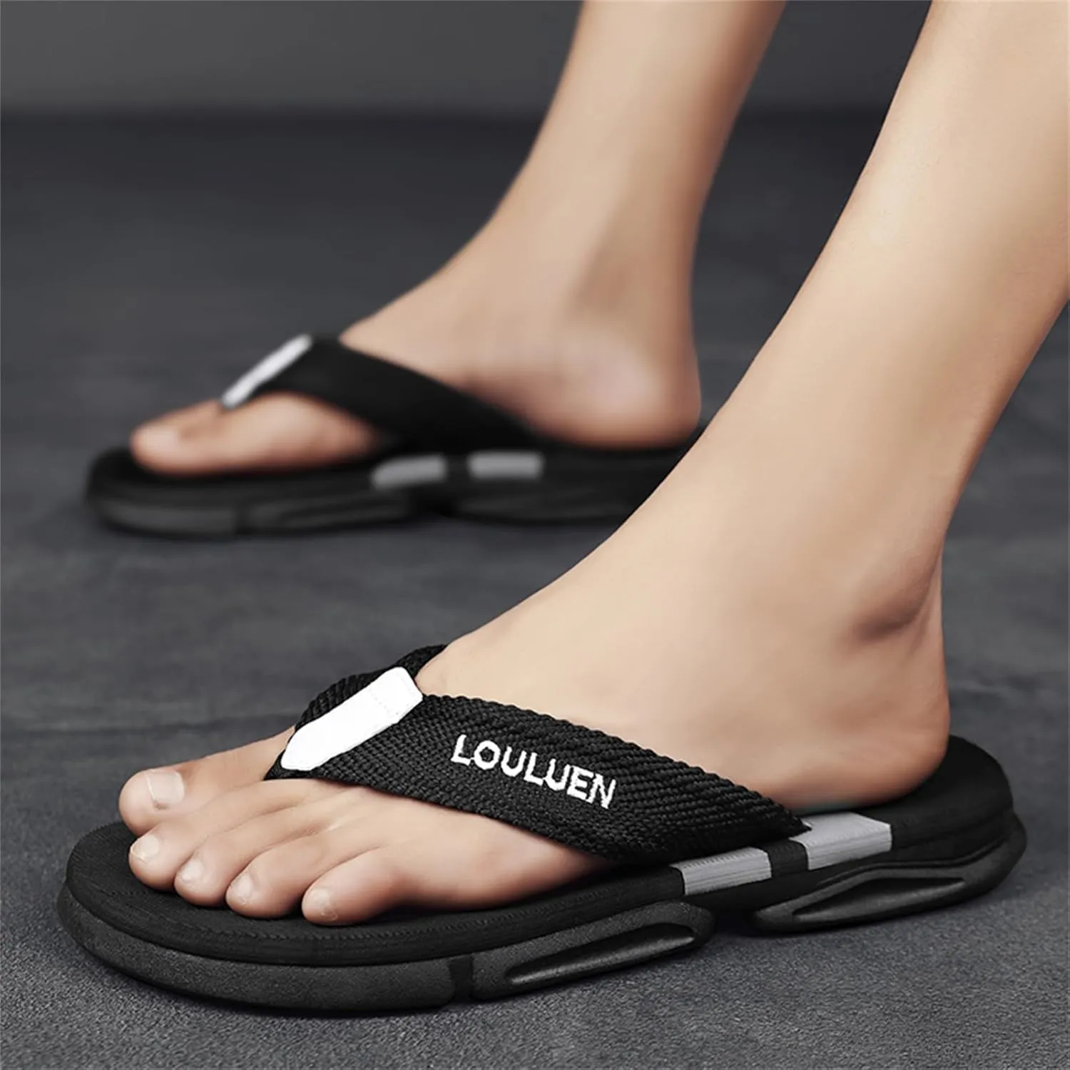 Men's Color Block Summer Flip Flops | Outdoor Leisure Beach Shoes for Men | Men's Slip-on Slippers with Anti-slip Sole
