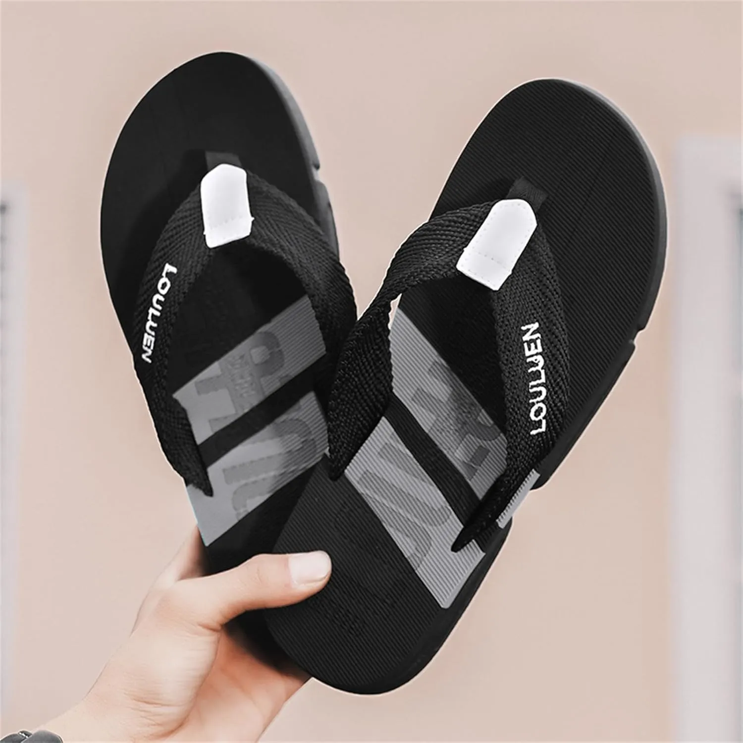 Men's Color Block Summer Flip Flops | Outdoor Leisure Beach Shoes for Men | Men's Slip-on Slippers with Anti-slip Sole