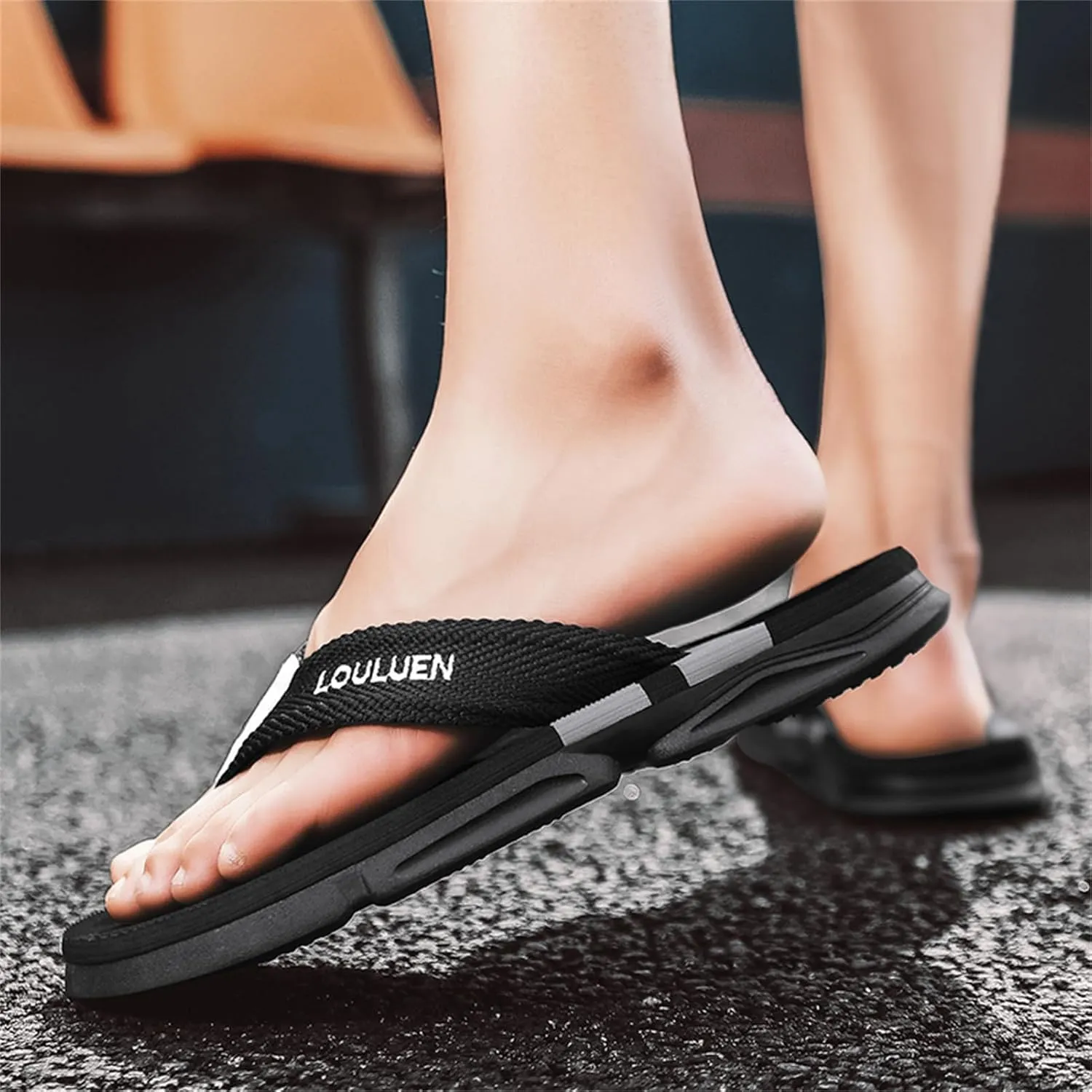 Men's Color Block Summer Flip Flops | Outdoor Leisure Beach Shoes for Men | Men's Slip-on Slippers with Anti-slip Sole
