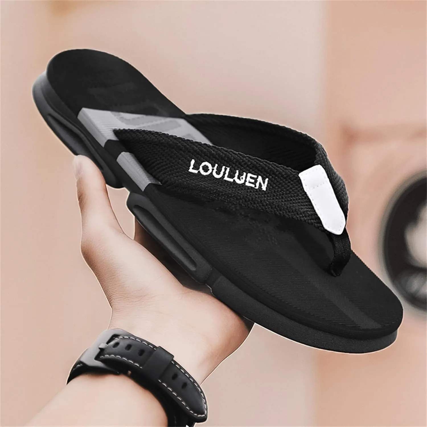 Men's Color Block Summer Flip Flops | Outdoor Leisure Beach Shoes for Men | Men's Slip-on Slippers with Anti-slip Sole