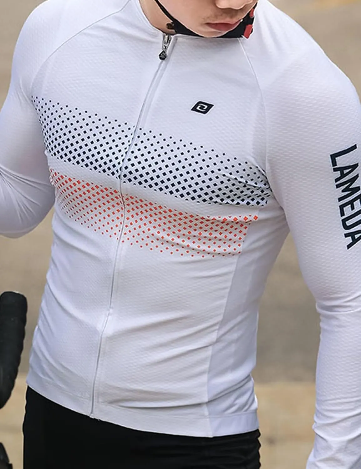 Men's Cycling Jersey Long Sleeve, Breathable Moisture Wicking Bike Shirt, Lightweight Biking Shirt with 3 Rear Pockets