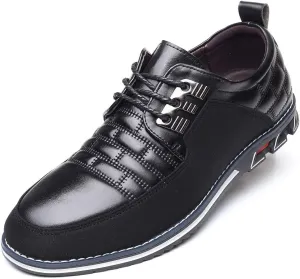 Men's Dress Shoes Business Soft Sole Oxford Derby Orthopedic Leather Slip-On Casual Shoes (Black-B,8.5)