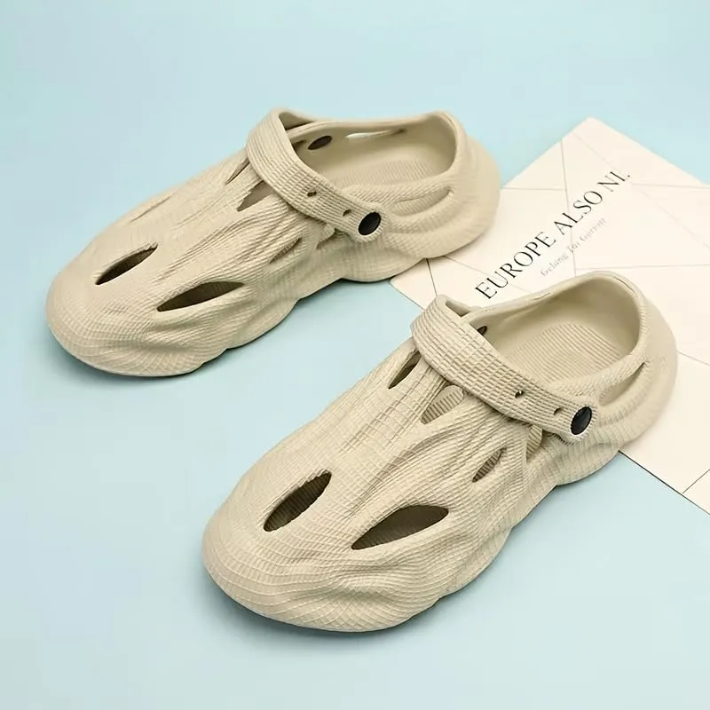 Men's Fashion Plain Color Clogs Anti Skid Closed-Toe Slides Slippers Quick Drying Foam Runners for Indoor Outdoor Shower Beach Pool