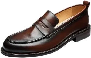 Men's Hand-Sewn Leather Flat Loafers Comfortable Cowhide Soles Non-Slip Slip-On Walking Shoes Summer Breathable Driving Shoes