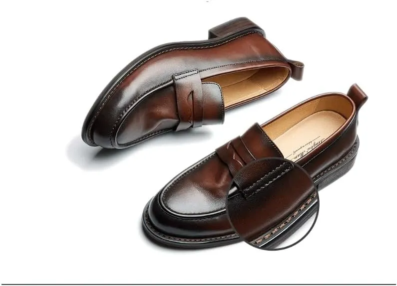Men's Hand-Sewn Leather Flat Loafers Comfortable Cowhide Soles Non-Slip Slip-On Walking Shoes Summer Breathable Driving Shoes