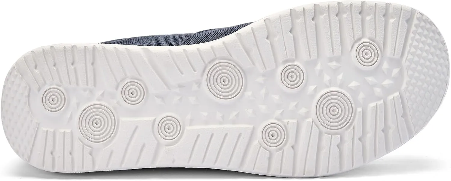 Mens Hands Free Slip-on Loafers Shoes Wide Width Casual Canvas Loafers Shoes Mens Boat Shoes Lightweight Non-Slip Walking Shoes Soft Sneakers