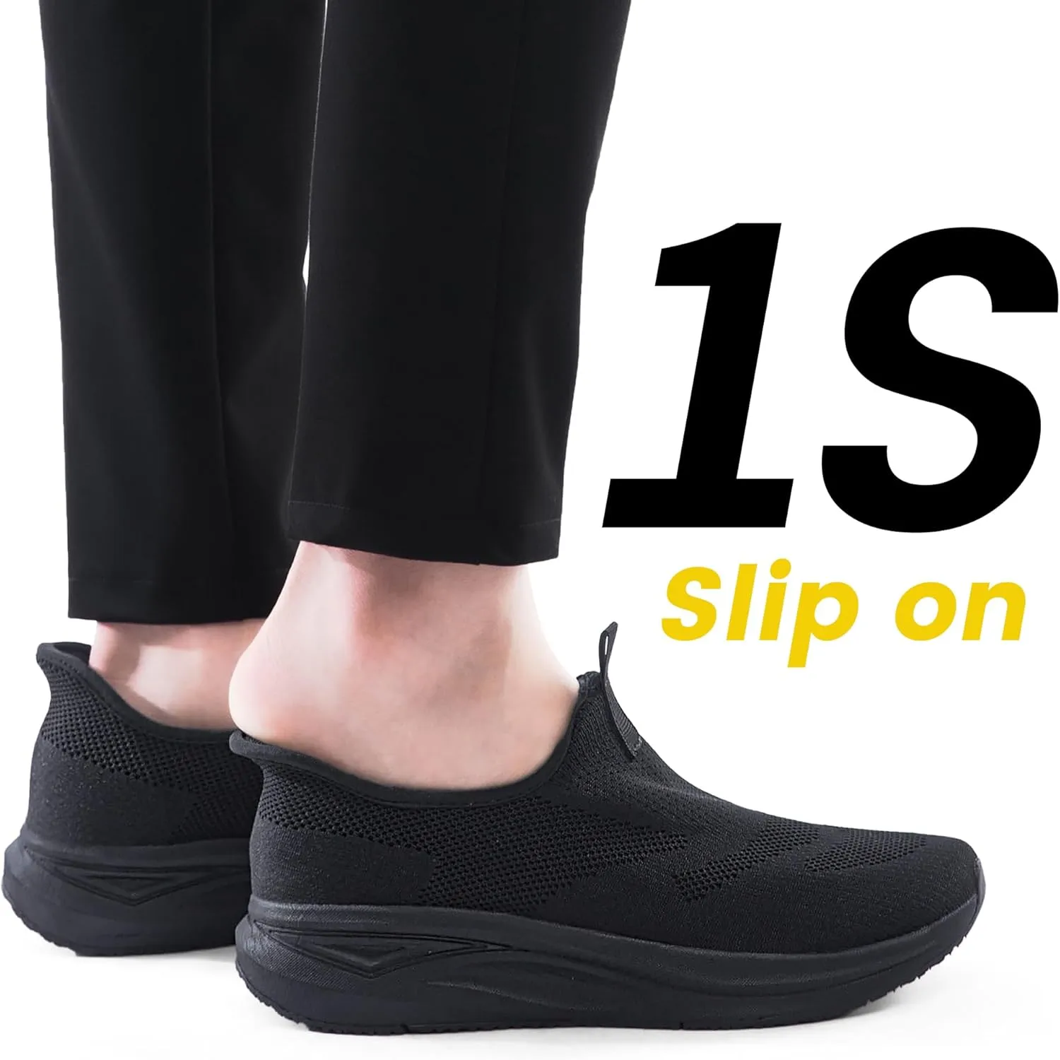 Men's Hands Free Slip On Walking Shoes Non Slip Laceless Lightweight Comfortable Tennis Sneakers