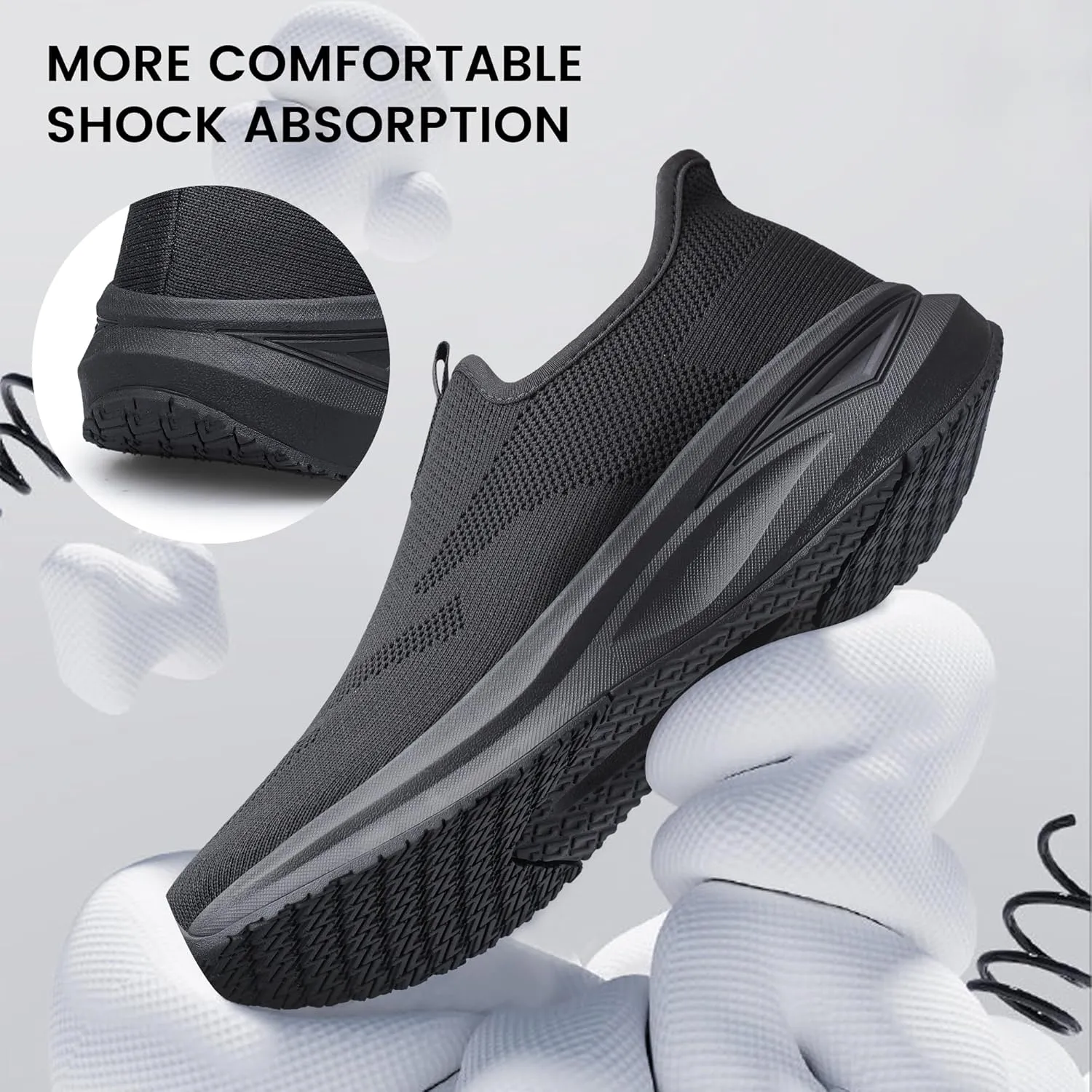 Men's Hands Free Slip On Walking Shoes Non Slip Laceless Lightweight Comfortable Tennis Sneakers