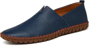 Men's Leather Slip On Soft Business Driving Shoes, Flat Slip On Lightweight Casual Boat Shoes, Business Casual Leather Shoes.