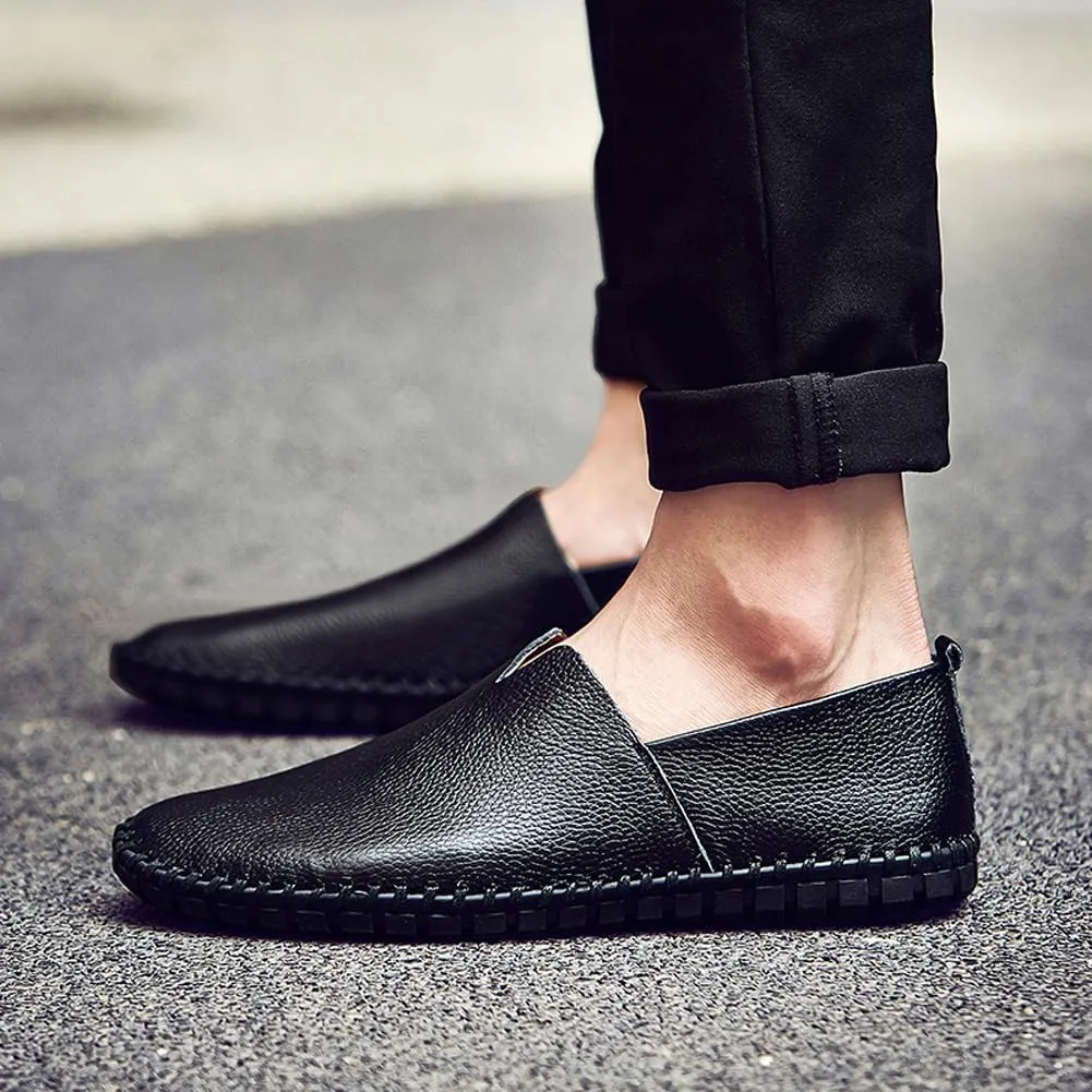 Men's Lightweight Casual Genuine Leather Slip On Penny Loafer Flats Soft Driving Walking Shoes