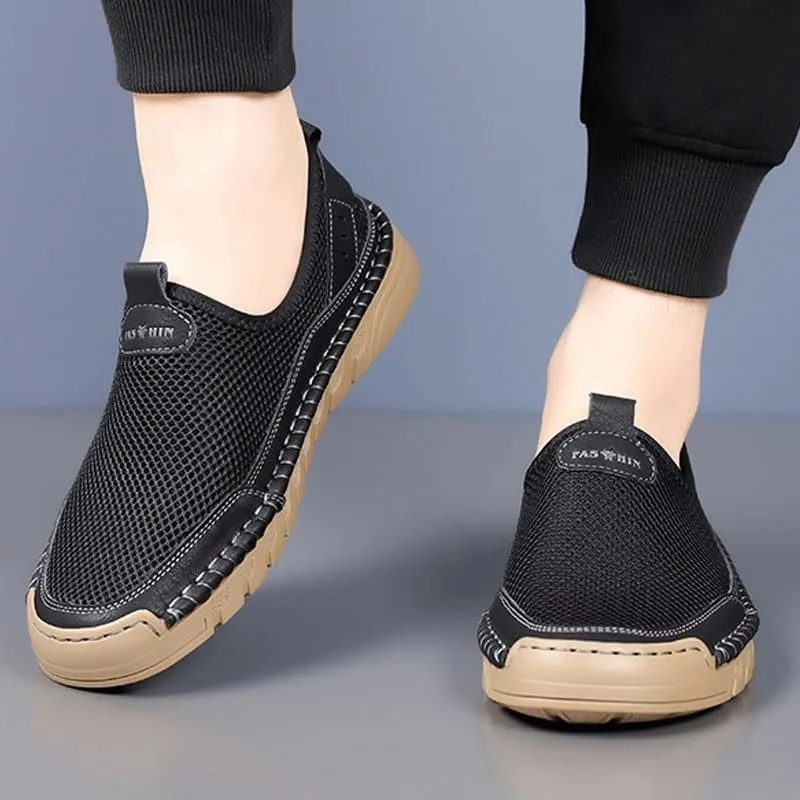 Men's Loafers Moccasins Comfort Breathable Slip On Hollow Sandals Walking Shoes Summer Breathable Driving Shoes Slip-On Shoes with Non-Slip Sole