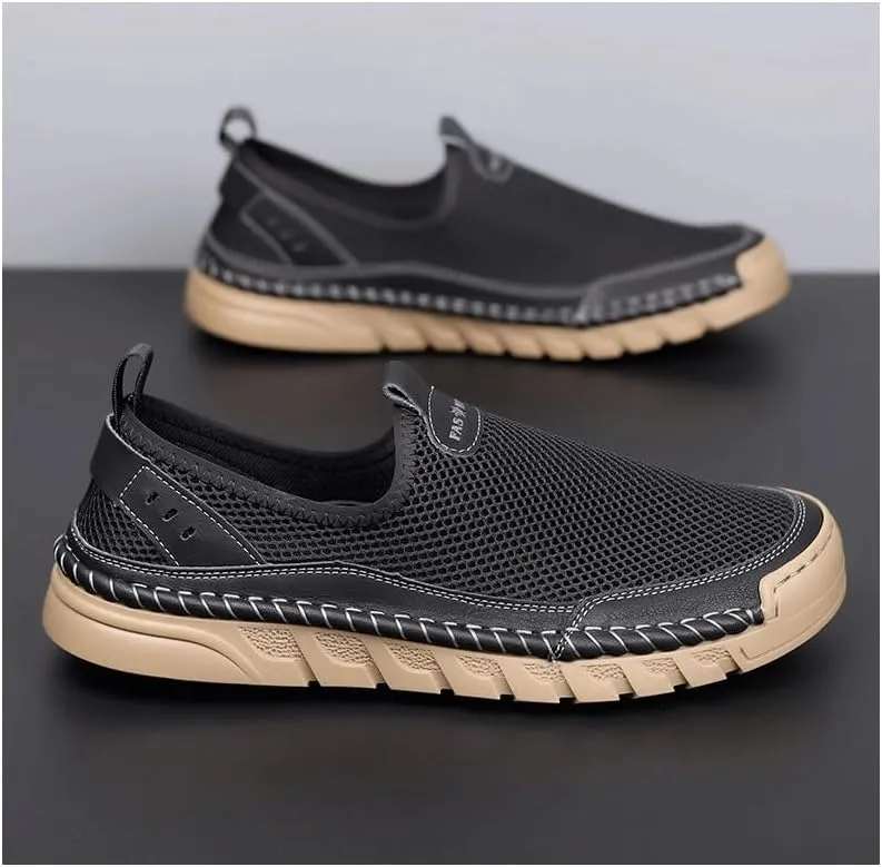 Men's Loafers Moccasins Comfort Breathable Slip On Hollow Sandals Walking Shoes Summer Breathable Driving Shoes Slip-On Shoes with Non-Slip Sole