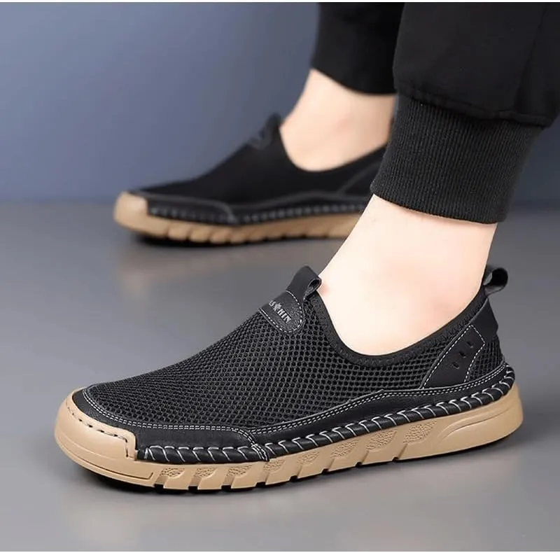 Men's Loafers Moccasins Comfort Breathable Slip On Hollow Sandals Walking Shoes Summer Breathable Driving Shoes Slip-On Shoes with Non-Slip Sole