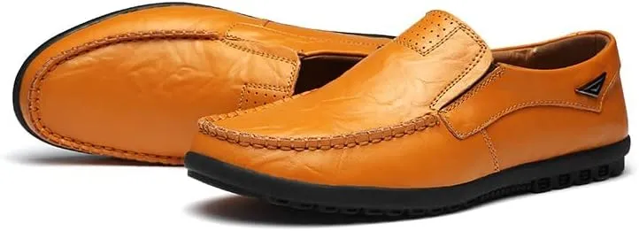 Men's Loafers Slip On Casual Leather Shoes Driving Walking Shoes