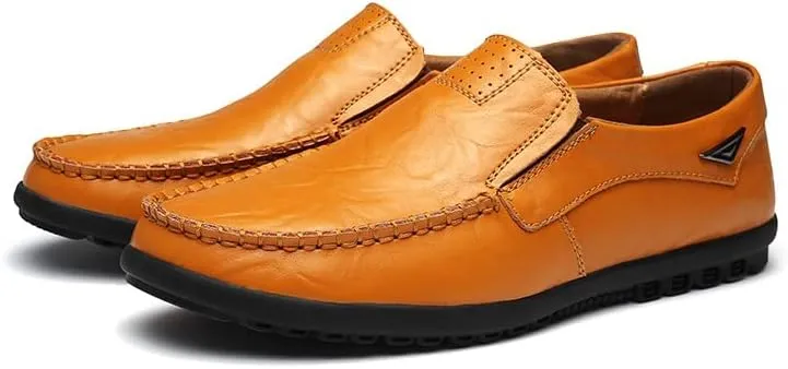 Men's Loafers Slip On Casual Leather Shoes Driving Walking Shoes