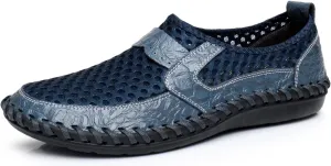 Men's Mesh Breathable Walking Loafers Outdoor Lightweight Slip-on Mesh Casual Shoes Stitching Honeycomb Hiking Shoes