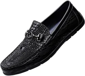 Men's Orthopedic Hands-Free Slip On Casual Shoes Classic Crocodile Printed Slip-on Penny Loafers