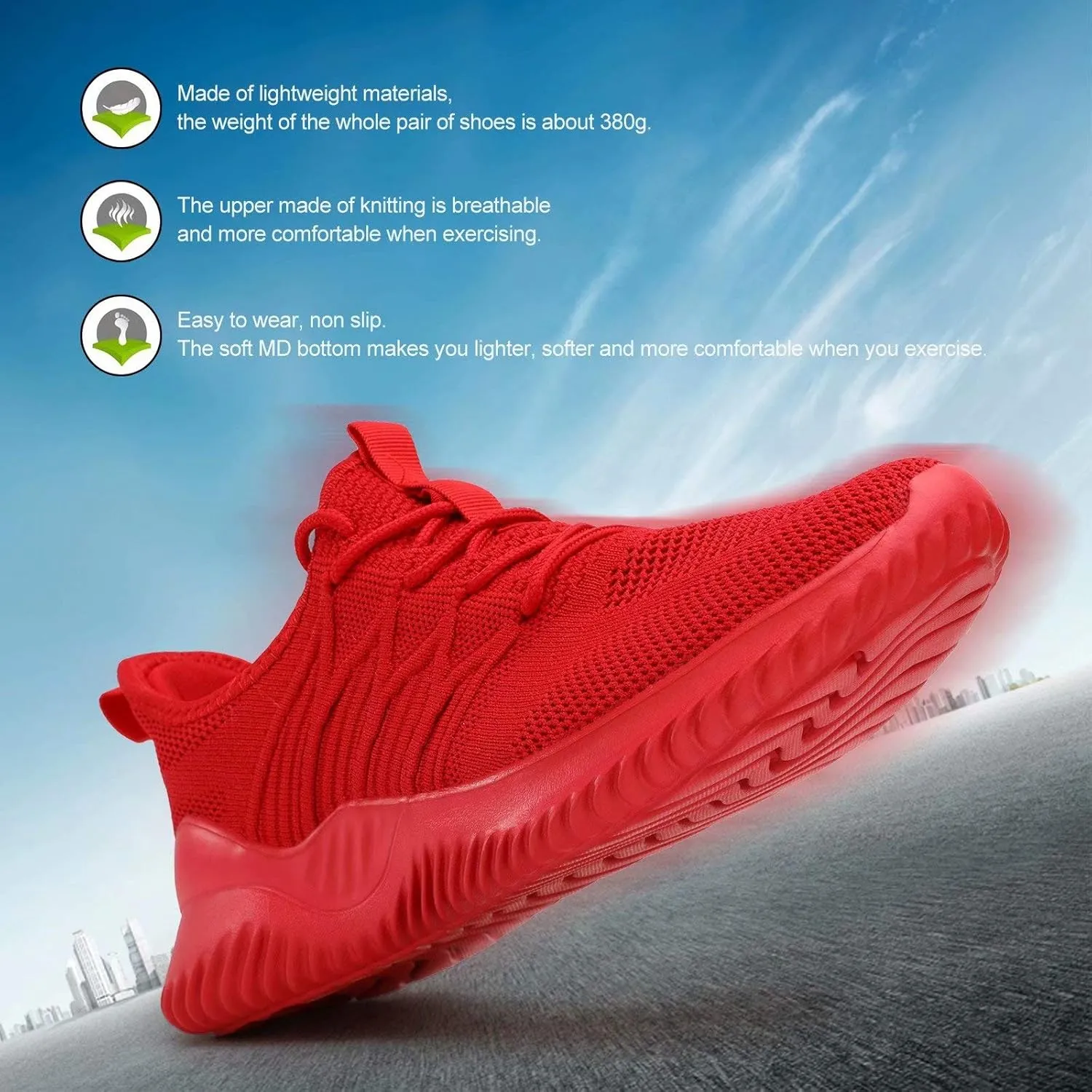 Mens Running Shoes Slip-on Walking Sneakers Lightweight Breathable Casual Soft Sole Trainers
