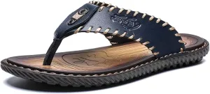 Mens Sandals Indoor and Outdoor Beach Flip Flop Casual Thong Leather Slip On Two uses Athletic Slipper Soft