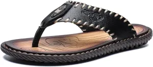 Mens Sandals Indoor and Outdoor Beach Flip Flop Casual Thong Leather Slip On Two uses Athletic Slipper Soft