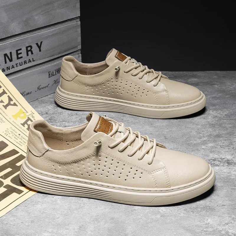 Men's Skateboarding Shoes, Leather, Breathable, Anti-Skid, Spring/Summer/Autumn