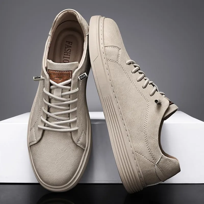 Men's Skateboarding Shoes, Leather, Breathable, Anti-Skid, Spring/Summer/Autumn