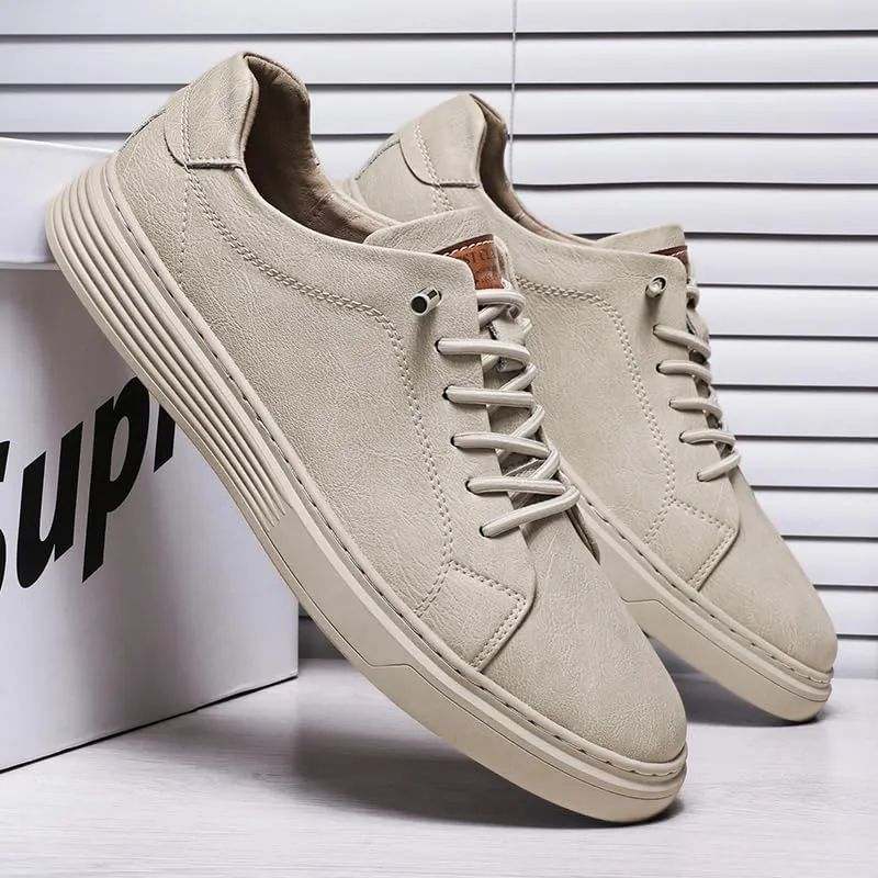 Men's Skateboarding Shoes, Leather, Breathable, Anti-Skid, Spring/Summer/Autumn