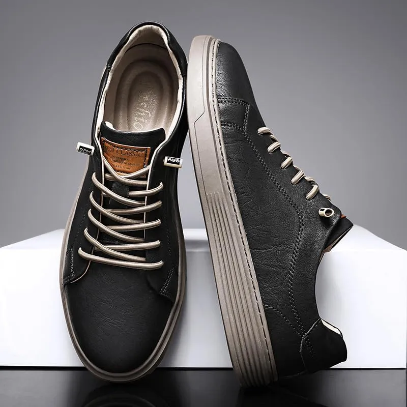 Men's Skateboarding Shoes, Leather, Breathable, Anti-Skid, Spring/Summer/Autumn
