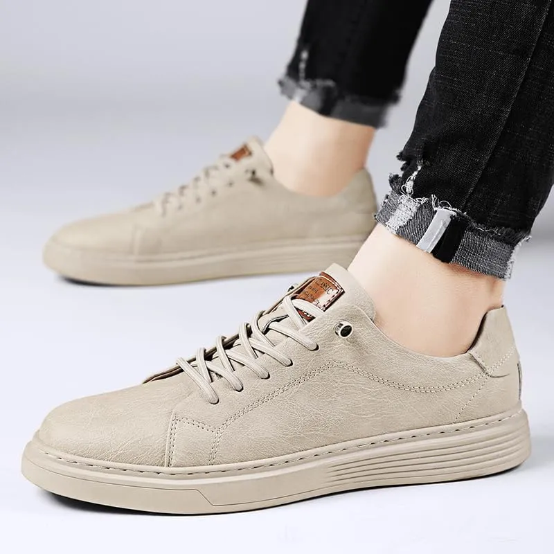 Men's Skateboarding Shoes, Leather, Breathable, Anti-Skid, Spring/Summer/Autumn