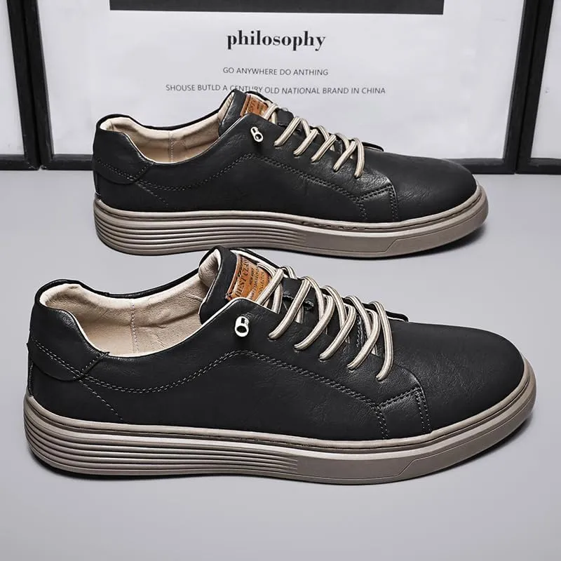 Men's Skateboarding Shoes, Leather, Breathable, Anti-Skid, Spring/Summer/Autumn