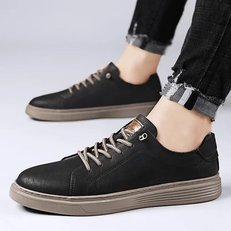 Men's Skateboarding Shoes, Leather, Breathable, Anti-Skid, Spring/Summer/Autumn