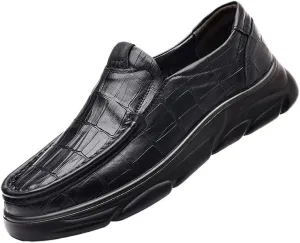 Men's Slip On Oxford Dress Shoes Embossing Design Classic Lace Up Formal Slip Resistant Shoes Men Loafers Casual On Shoes(D,7.5)