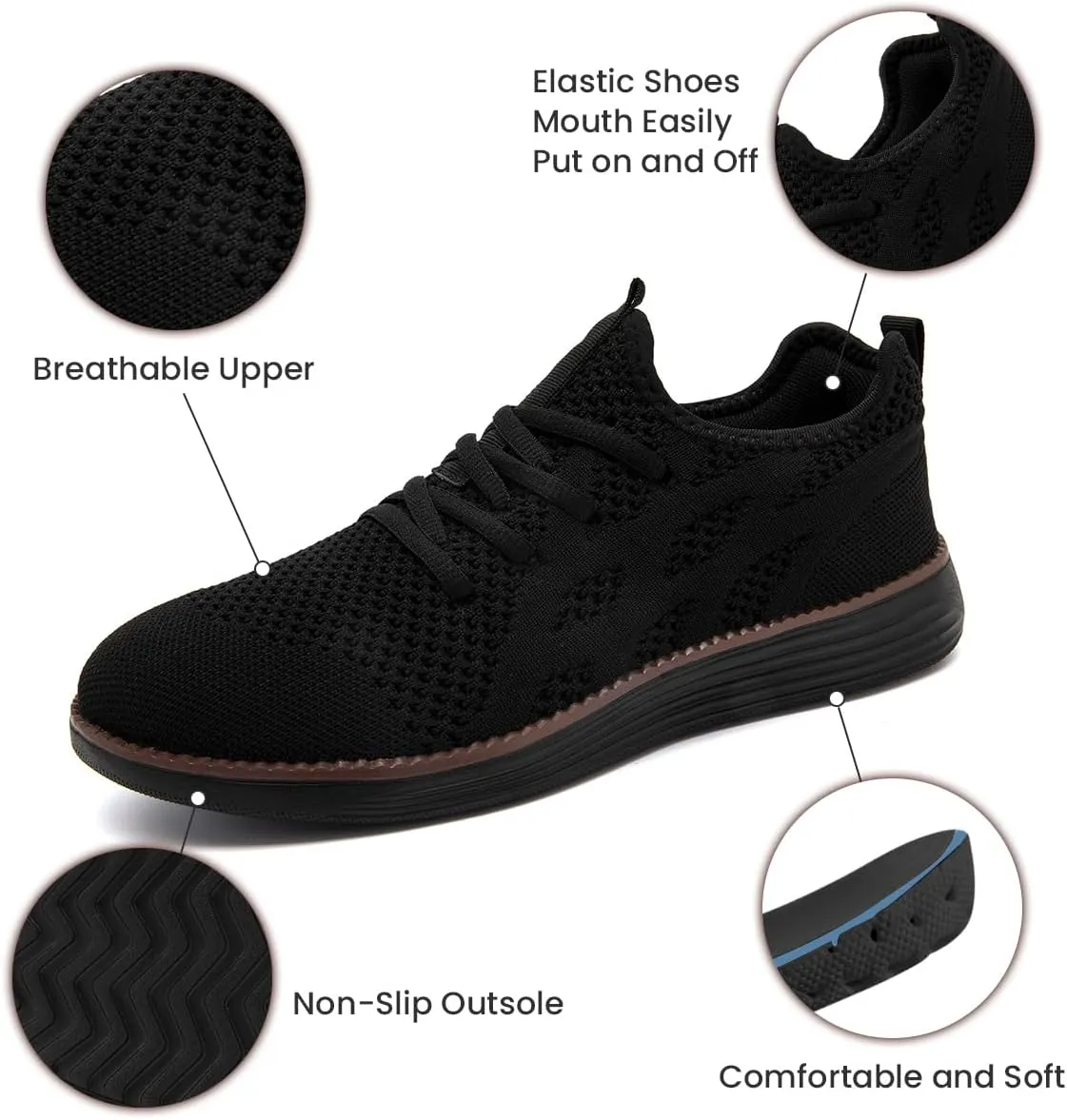 Mens Slip On Sneakers Walking Tennis Shoes Running Gym Athletic Workout Non Slip Fashion Casual Lightweight Breathable Soft Sole Mesh