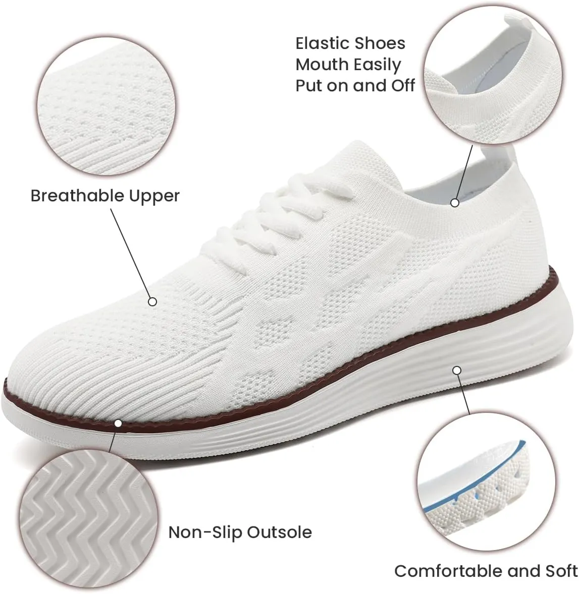 Mens Slip On Sneakers Walking Tennis Shoes Running Gym Athletic Workout Non Slip Fashion Casual Lightweight Breathable Soft Sole Mesh