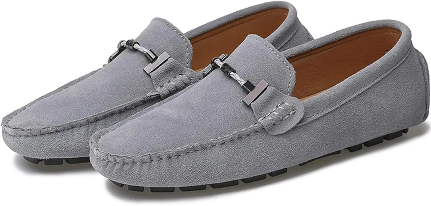 Men's Suede Leather Dress Loafers Slip On Casual Shoes Lightweight Soft Penny Loafers Driving Shoes Classic Moccasins